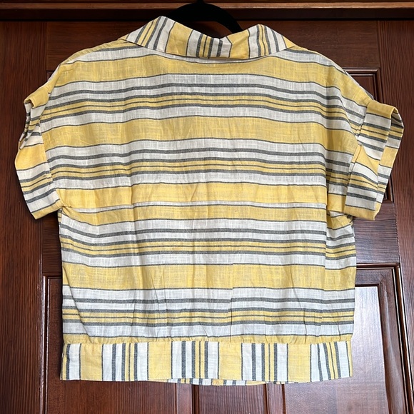 BOMBAY WESTSIDE STRIPE Crop Button Up Blouse Size M - Picture 6 of 8